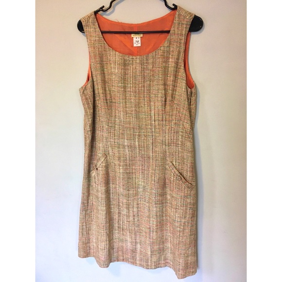 Nathalie Seaver Tweed Silk Shift Dress Size M/L - Picture 1 of 8